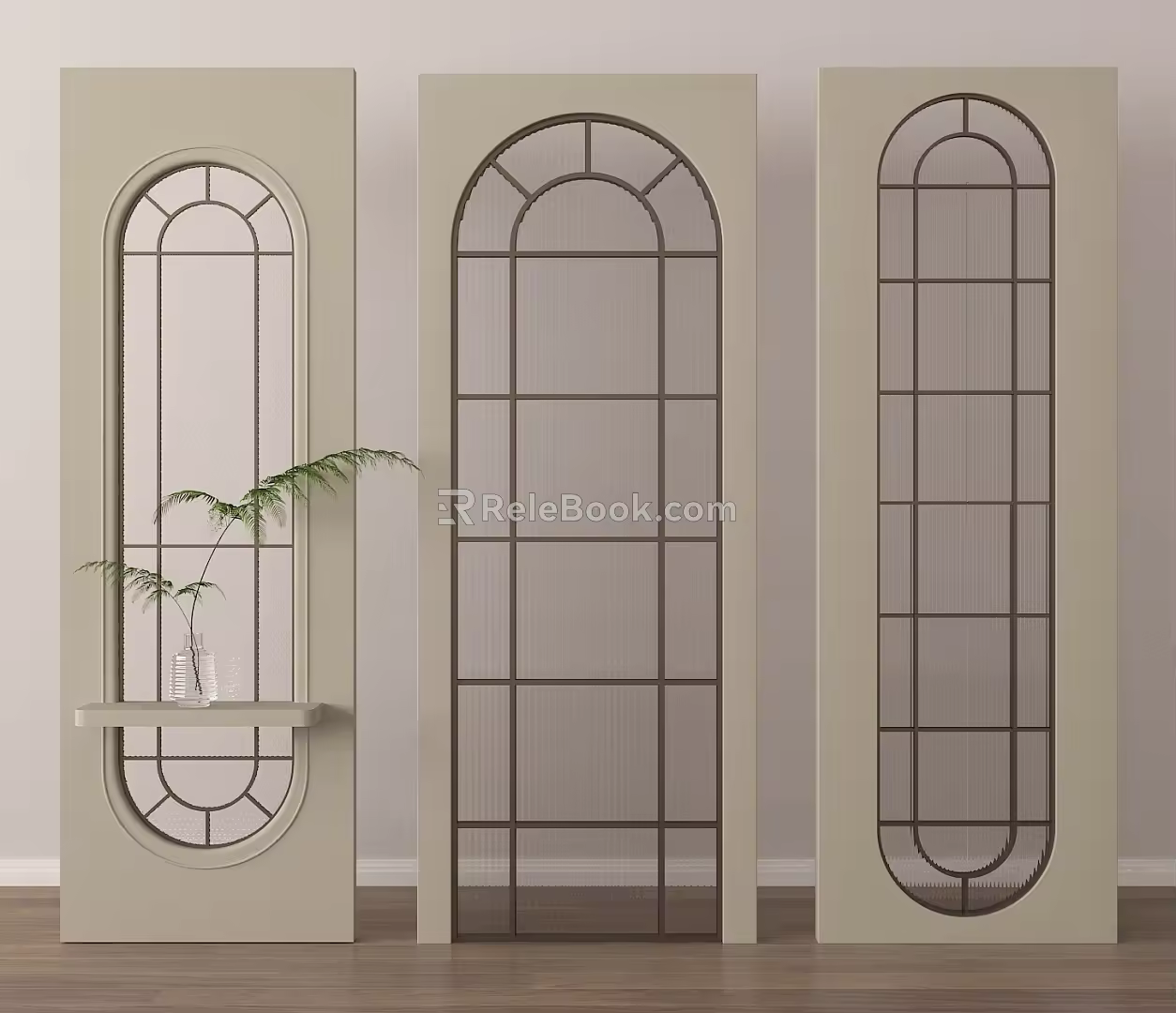 Nordic Cream Style Entrance Porch Partition Glass Partition 3d model