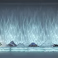 Modern Decorative Lights with Blue Lighting for Wavy Wall Rockery Decorations and Green Plants