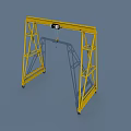 Yellow Gantry Crane With Metal Frame Wheels And Industrial Lifting Hoist