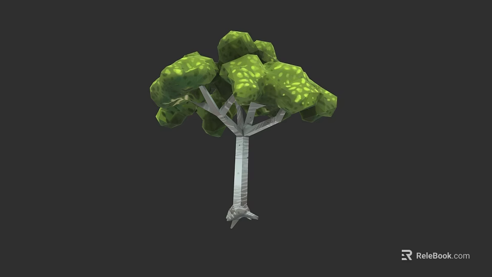 3D Model of Arbor Tree with Green Foliage Branchy Trunk and Root System 3d model 