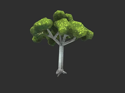 3D Model of Arbor Tree with Green Foliage Branchy Trunk and Root System 3d model