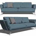 Modern three-seat sofa fabric multi-person sofa 3d model