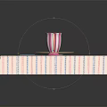 Striped Side Table with Plate of Donuts Pink Striped Cup and Card