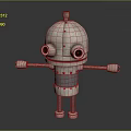 Metallic Robot Character Design With Round Eyes Extended Arms And Legs Structure