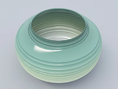 Light Green Multi layered Display Shelves With Striped Layers And Smooth Surface 3d model