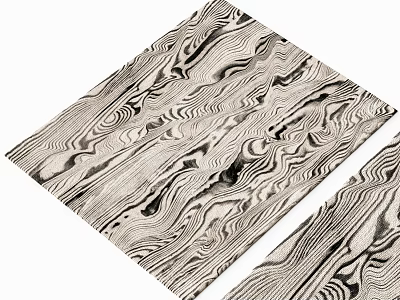Square Rug Featuring Black And White Wavy Pattern For Modern Home Decor 3d model