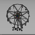 Detailed Ferris Wheel Model With Metal Frame And Colorful Star Center