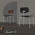 Modern Dining Chairs With Wooden Back Black Seat And Metal Legs In Minimalist Room