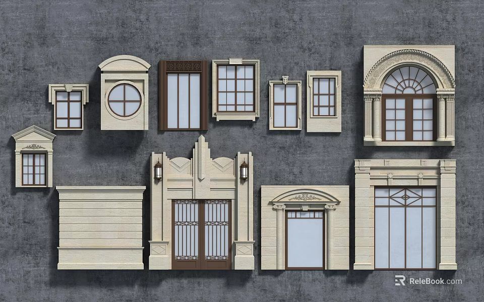 Various Decorative Casement Windows With Classic And Modern Frame Designs 3d model