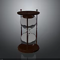 Red Wooden Frame Hourglass With Silver Glass Bulbs And Reflection Base