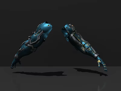 Smart Machine Advanced Mechanical Arms With Blue Exterior And Technical Design 3d model