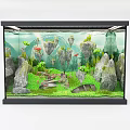 Stunning Aquarium Setup With Green Clownfish Decorative Rocks And Lush Aquatic Plants