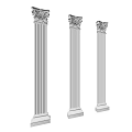 Three Various Classical Roman Columns With Fluted Shafts And Decorative Capitals