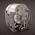 Vintage Industrial Machinery With Rusty Metal Pipes And Control Unit