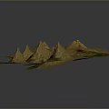 Natural Landscape Featuring Three Dimensional Folded Terrain Models Brownish Yellow Mountains And Green Vegetation