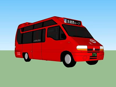 Stylish Red Bus With Black Windows Front Headlights And Side Profile 3d model