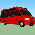 Stylish Red Bus With Black Windows Front Headlights And Side Profile