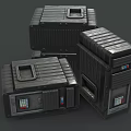 Black Stacked Computer Server Storage Units With Digital Display Panels 3d model