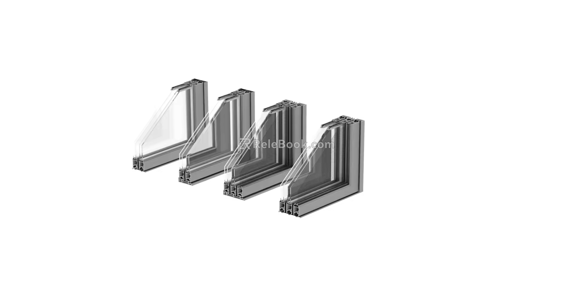 Modern Window Group Corner Window Profile 3d model