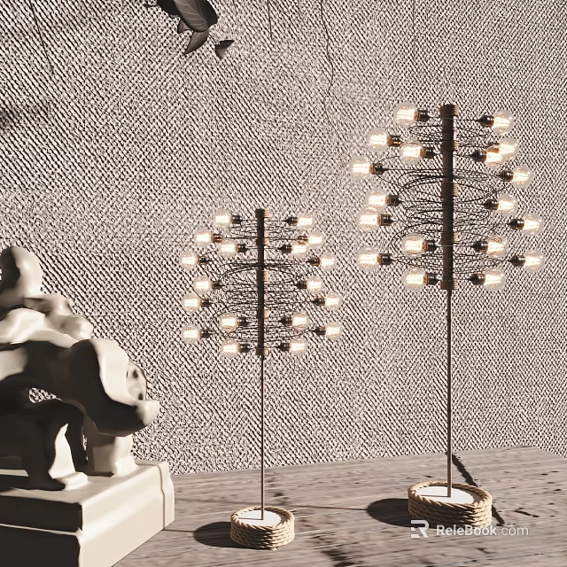 Modern Tree Shaped Floor Lamps With Bright Bulbs And Sculpture Decor 3d model 