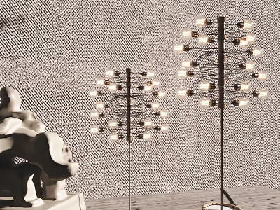 Modern Tree Shaped Floor Lamps With Bright Bulbs And Sculpture Decor 3d model