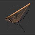 Modern Minimalist Rattan Woven Leisure Chair With Oval Shape And Black Metal Frame