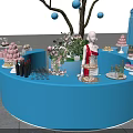 Top Outdoor Photo Check In Spot With Blue Circular Bar Decorative Tree Balloons And Desserts