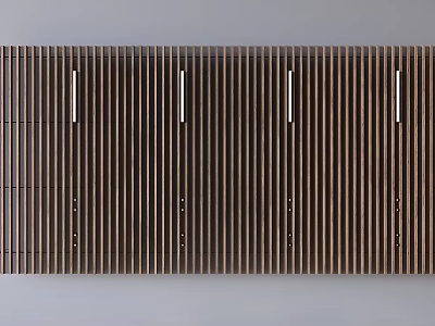 Contemporary Wooden Ceiling Design With Vertical Slats And Recessed Lights 3d model