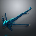 Mythical Blue Dragon Game Movie Character With Glowing Spine And Sharp Claws