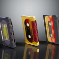 Vintage Cassette Tapes Featuring Three Different Colorful Retro Design Styles