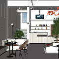 Modern Bubble Tea Shop Interior With Cozy Seating Bar Counter Plants And Hanging Lights