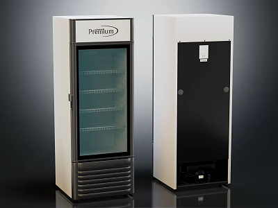 Premium Upright Refrigerator and Freezer With Glass Door and Black Door Design 3d model