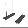 Dark Colored Train Flatbed Cars Featuring Wheels And Vertical Poles