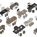 Desk Writing Desk and Chair Combination Office Desk and Chair Computer Desk 3d model