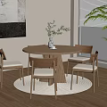 New Chinese Dining Table and Chair Combination Round Table Log Dining Chair 3d model