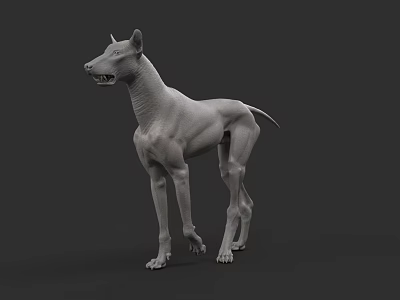 3D Dog Model In Standing Pose With Detailed Muscular Structure 3d model