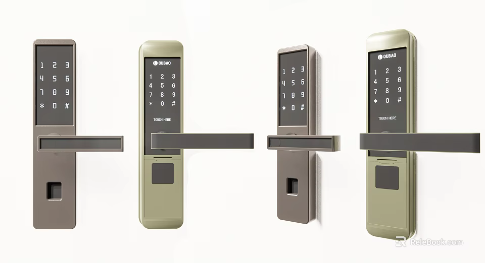 Various Styles of Smart Door Locks With Digital Keypad Handle and Color Options 3d model 