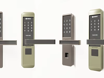 Various Styles of Smart Door Locks With Digital Keypad Handle and Color Options 3d model