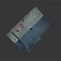 Small Weathered Wooden House With Blue Tile Roof Chimney Windows And Front Steps