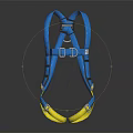 Blue and Yellow Safety Harness With Adjustable Straps For Protection 3d model
