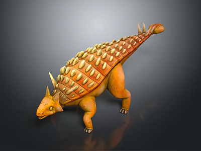 3D Animated Orange Armored Dinosaur Character Model With Spiked Back 3d model
