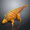 3D Animated Orange Armored Dinosaur Character Model With Spiked Back
