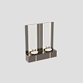 Elegant Modern Washbasin Interior With Double Basin Gold Accents And Wooden Cabinet