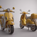 Two Vintage Yellow Bicycles With Storage Box On Gray Background