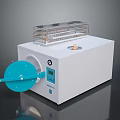 White Laboratory Sterilizer Machine With Blue Door Digital Display And Transparent Tray