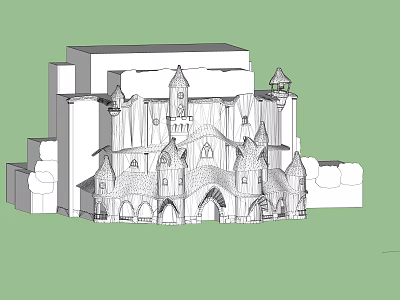 Ancient Architecture Castle Style Structure With Towers Spires And Arched Doors 3d model