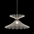 Elegant Modern White Chandelier with Wavy Design Gold Stem and Illuminated Bottom