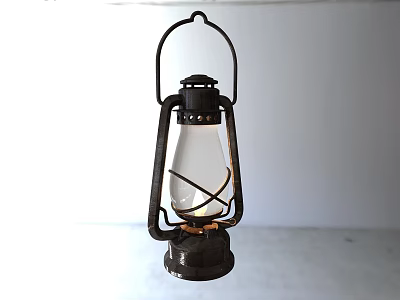 Vintage Candle Lantern with Metal Frame Glass Shade and Classic Handle for Home Decorative Lighting 3d model
