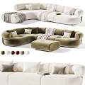 Modern Casual Sofa Set with Ottoman Pillows and Throw Blankets in Multiple Colors 3d model