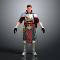 3D Fantasy Medieval Warrior Character In Armored Outfit With Metal Armor Details
